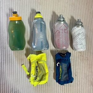 NATHAN Speedraw Insulated Handheld Hard Flask set of 4 Bundle zip pocket Ultra